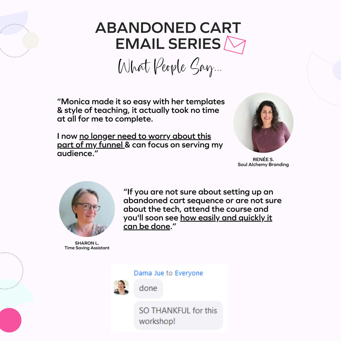 Abandoned Cart Email Series Templates Workshop Testimonials