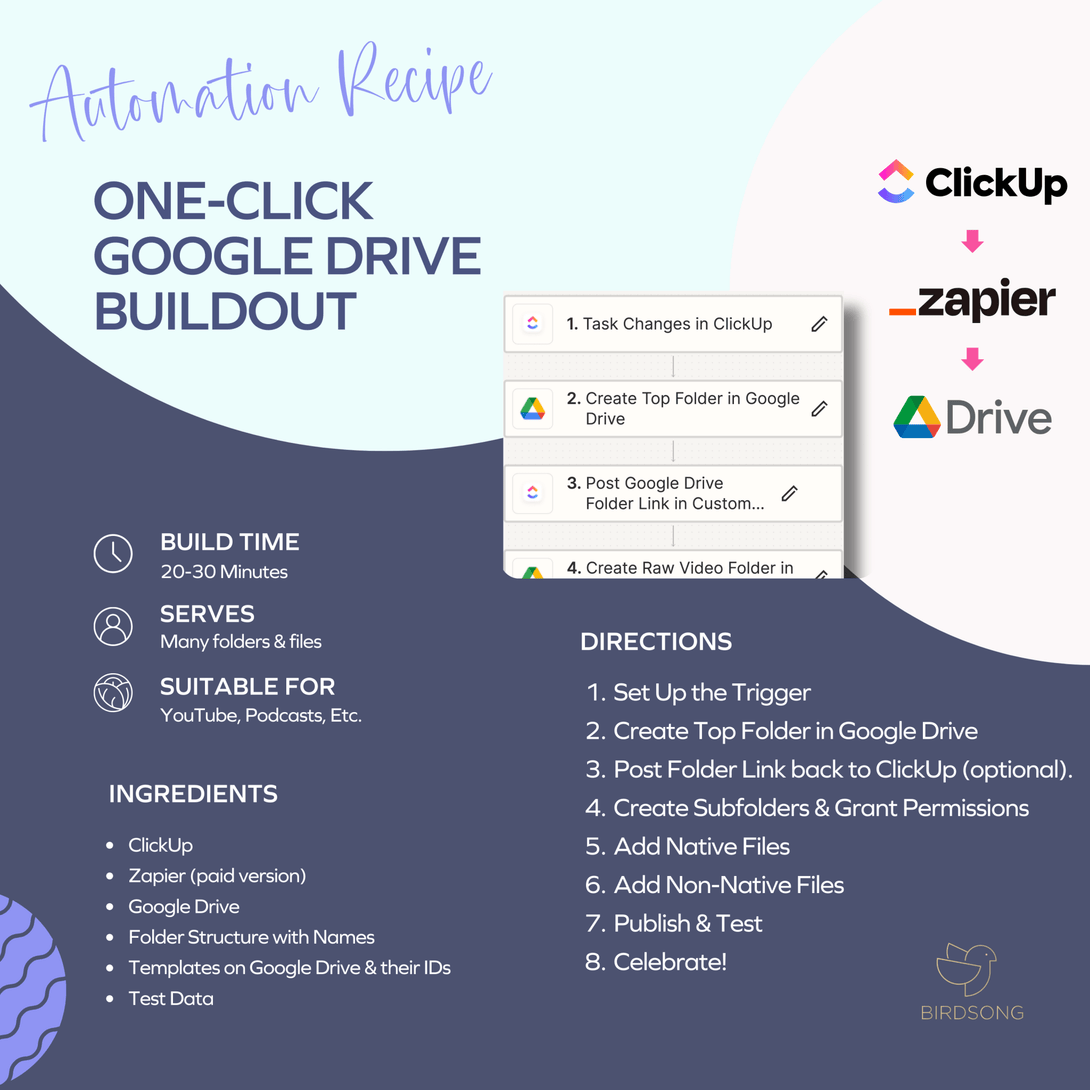 One-Click Folder Buildout for YouTube or Podcasts - ClickUp Version - Birdsong Shop